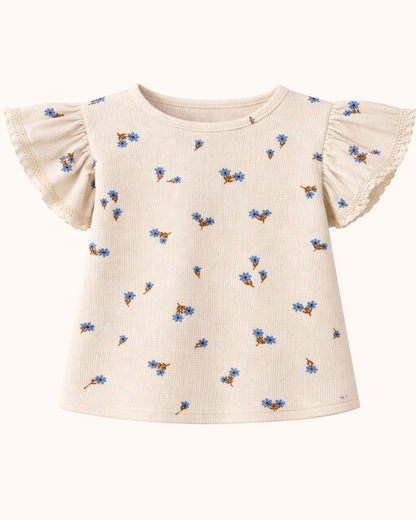 APRIL T-shirt z koronką naturalne kwiaty