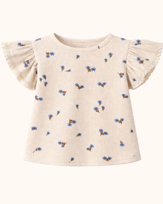 APRIL T-shirt z koronką naturalne kwiaty