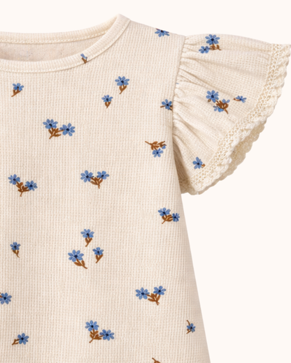 APRIL T-shirt z koronką naturalne kwiaty