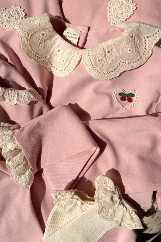 BASIC SPRING - Bluza z kołnierzykiem - pudrowa