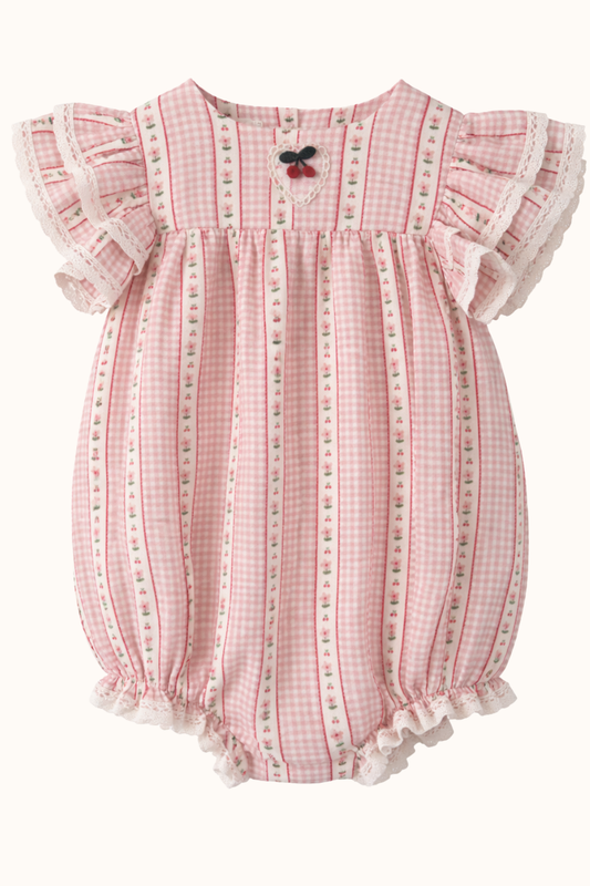 SPRING Rampers z koronką vichy