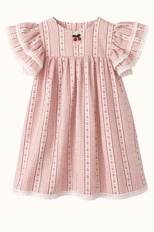 SPRING Sukienka vichy chèri pink