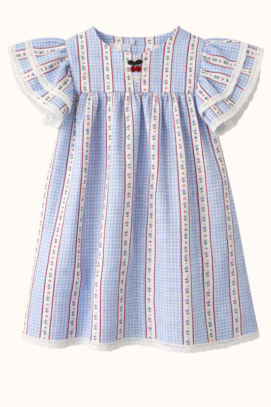 SPRING Sukienka vichy chèri blue