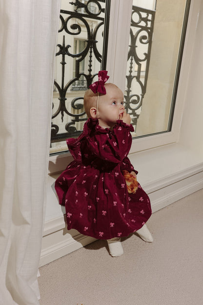 Sukienka w kokardki - bordowa