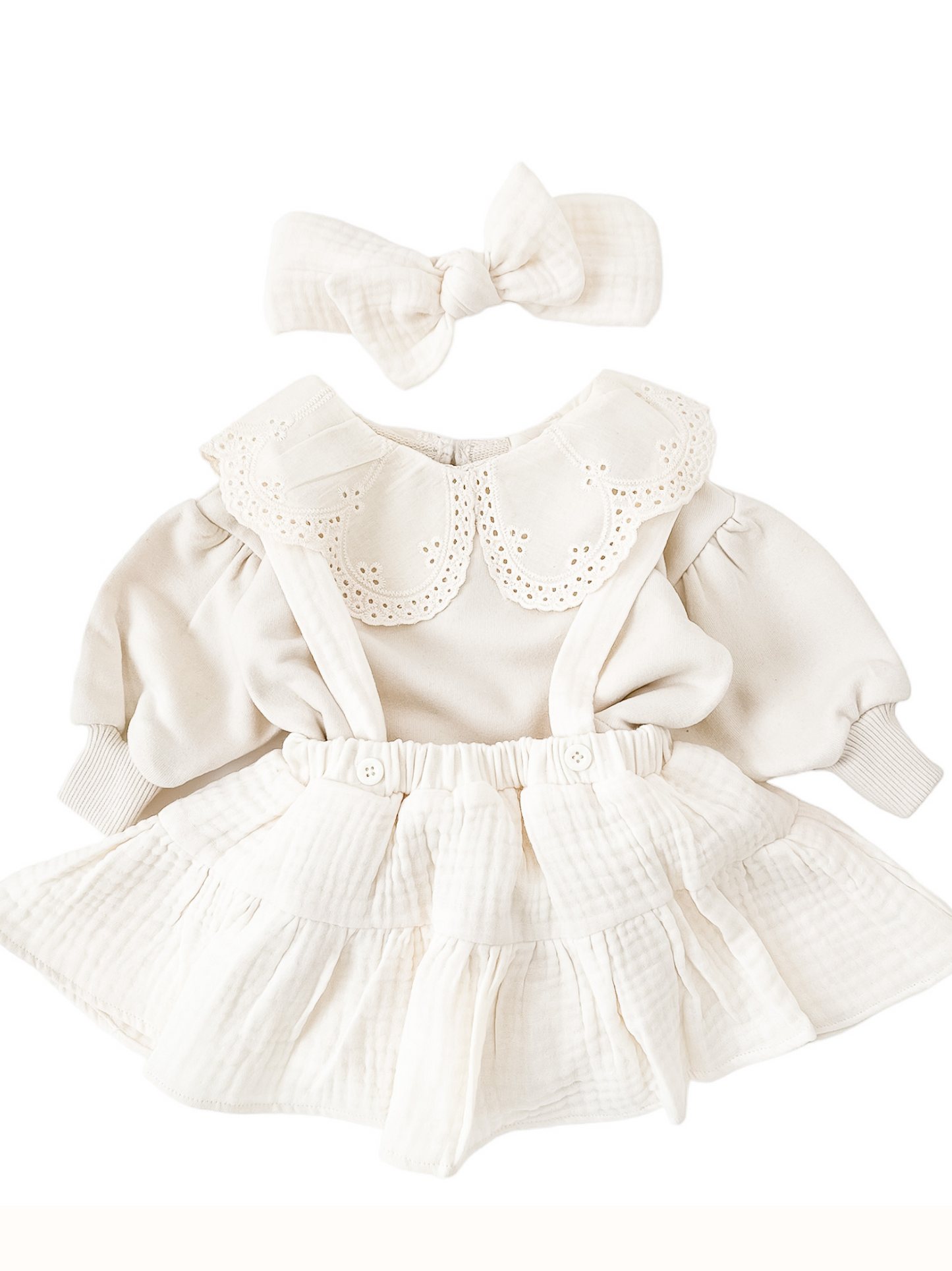 Kremowy komplet z kołnierzykiem