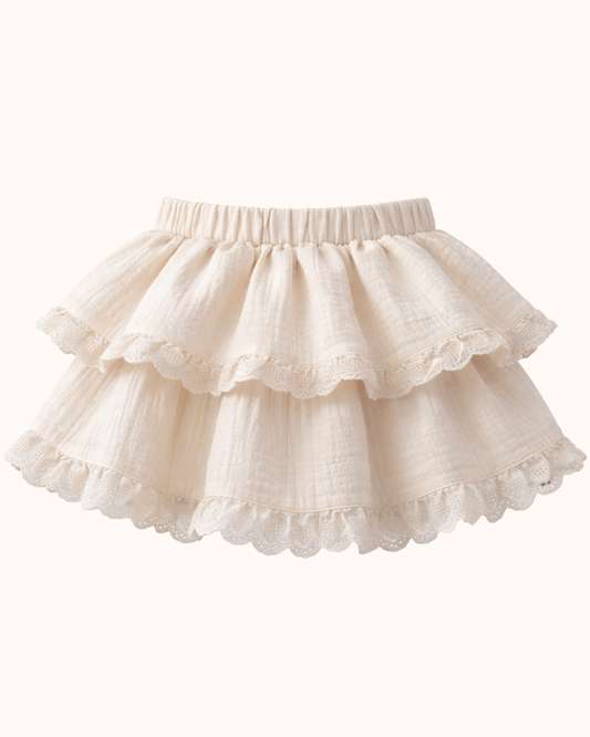 APRIL Spódnica kremowa z haftami