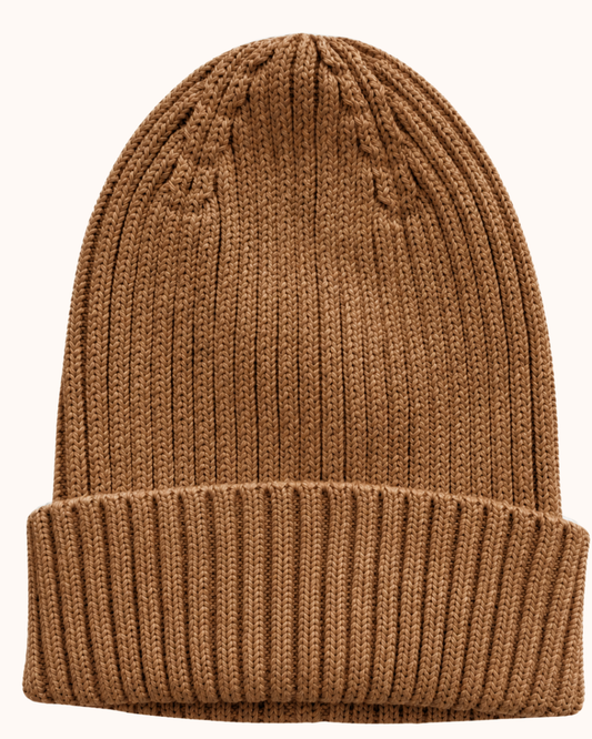Czapka beanie 100% bawełna karmel